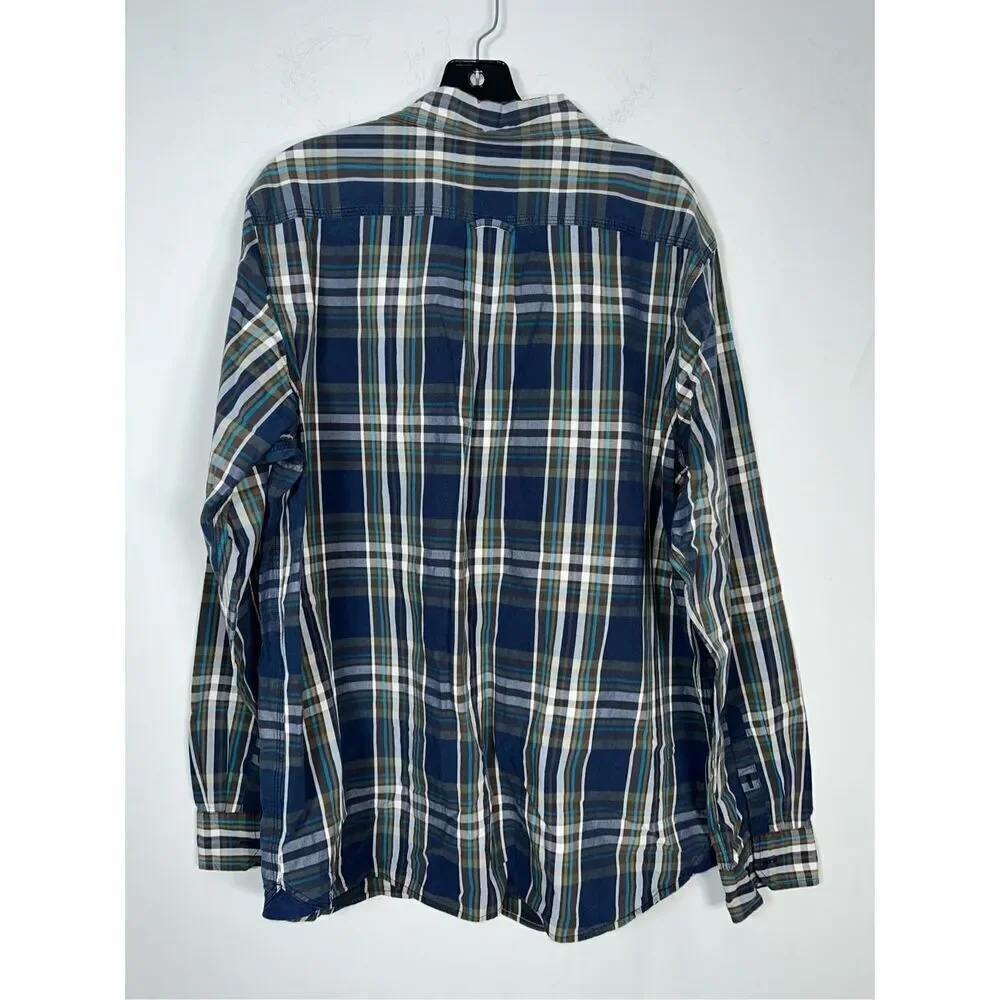 The North Face men's blue plaid button-down long-sleeve shirt size XL 31-8